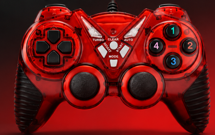 Red Transparent Wired USB Game Controller | Dual Analog Gamepad | Plug & Play for PC & Laptop - Image 2